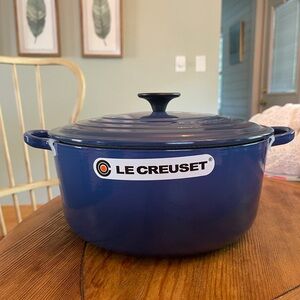 New with tags- Le Creuset Deep Blue Enamel Round Dutch Oven with Lid